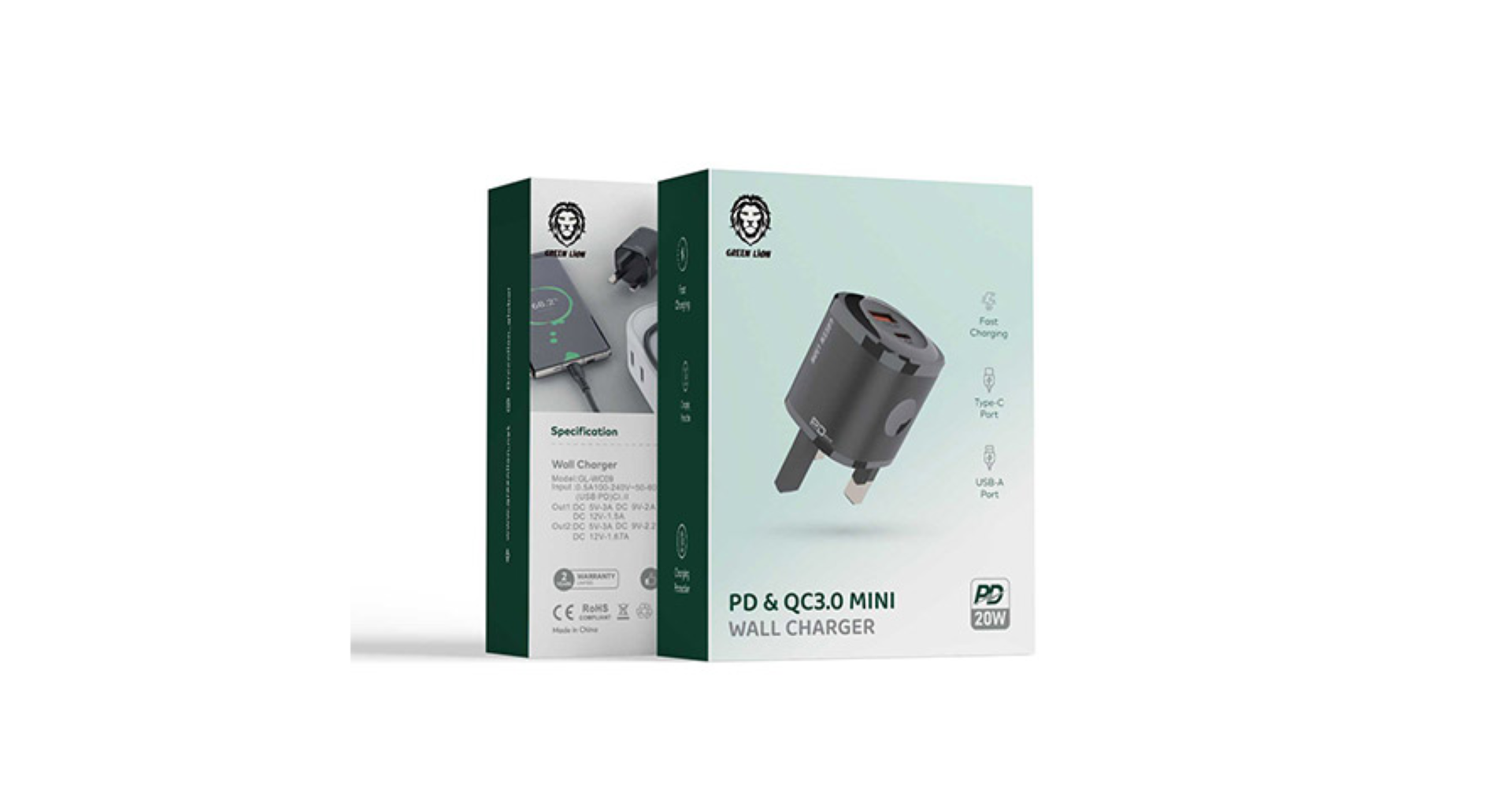 GREEN LION PD N QC3.0 MINI WALL CHARGER PD 20W B
